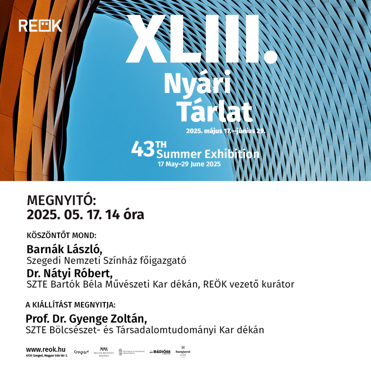 Egy hét múlva nyit a XLIII. Szegedi Nyári Tárlat!